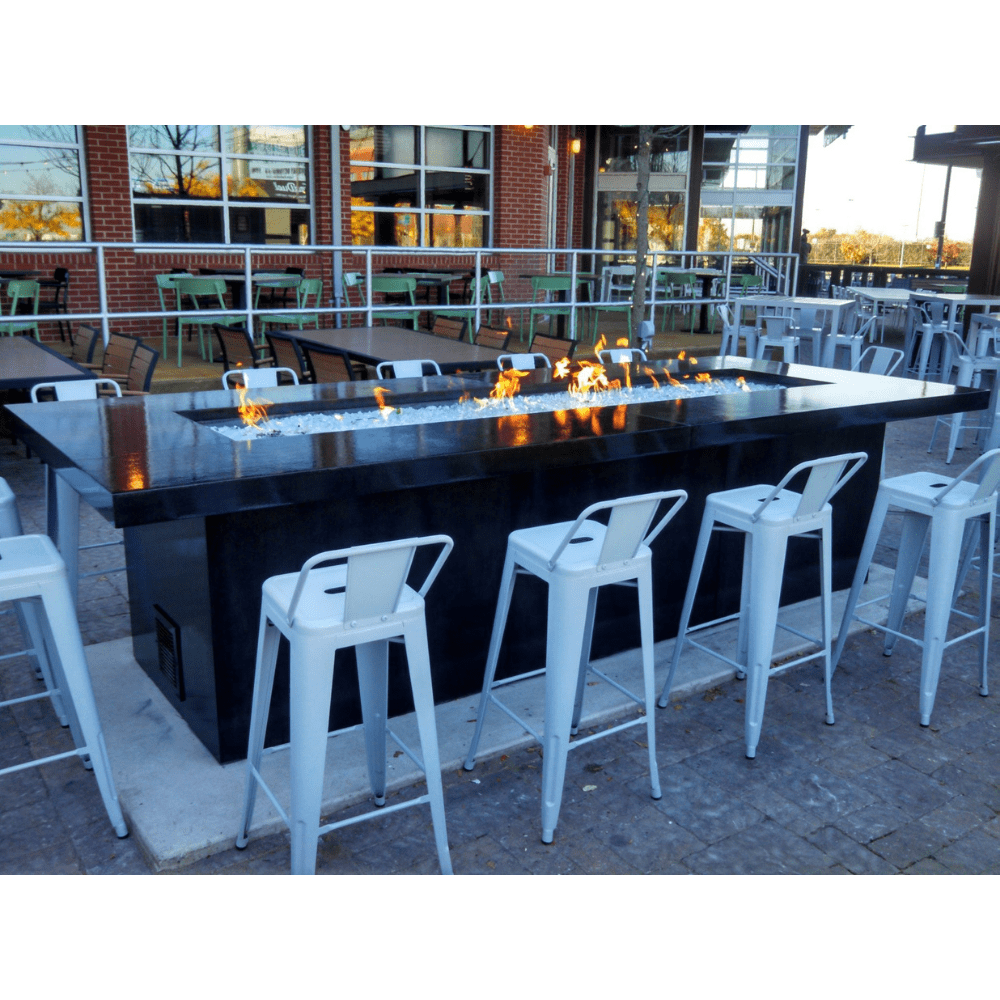 Modern Blaze Aleutian Islands Rectangular Concrete Counter Height Fire Pit Table
