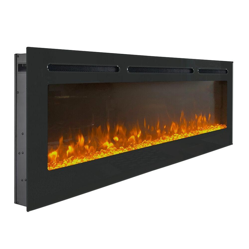 Modern Blaze Recessed / Wall Mounted Electric Fireplace with Multicolor Flame