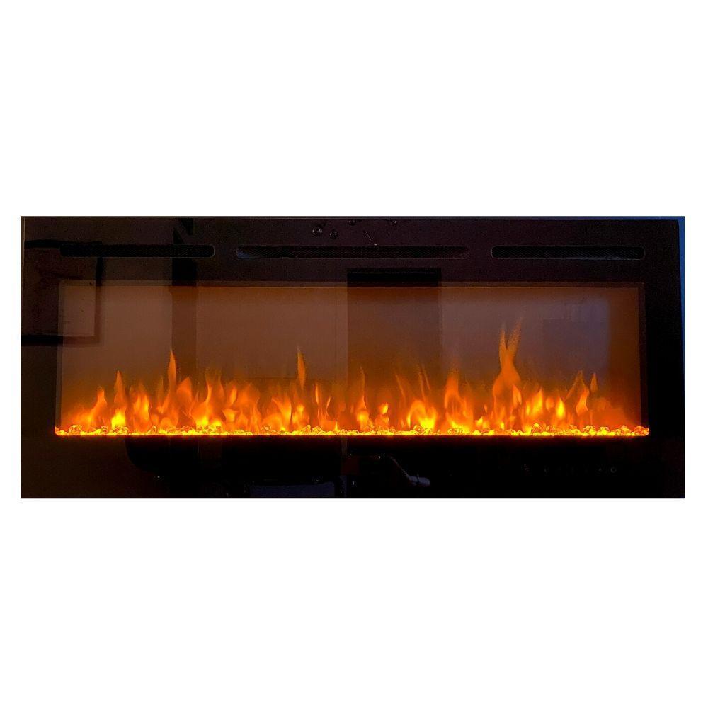 Modern Blaze Recessed / Wall Mounted Electric Fireplace with Multicolor Flame