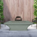 Modern Blaze Mt. Shasta Granite Dining Height Fire Pit Table in a lush patio setting