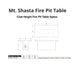 Mt Shasta Linear Chat Height Fire Pit Table Specs