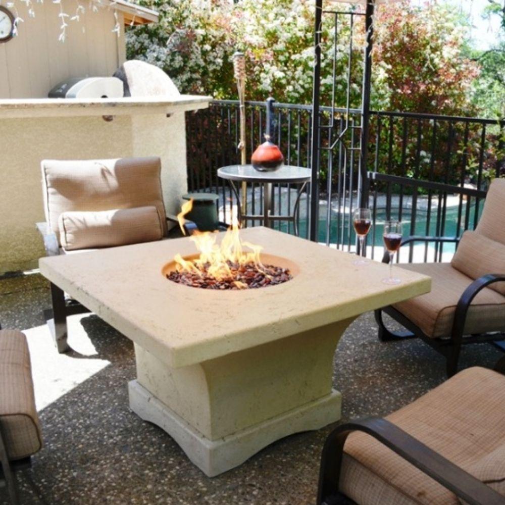 Modern Blaze Mt. Shasta Square Concrete Chat Height Fire Pit Table