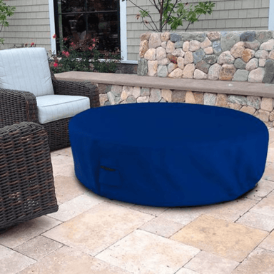 modern blaze round fire pit cover in patio