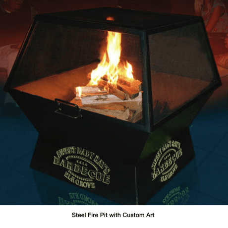 Modern Blaze Square Steel Fire Pit with Custom Art