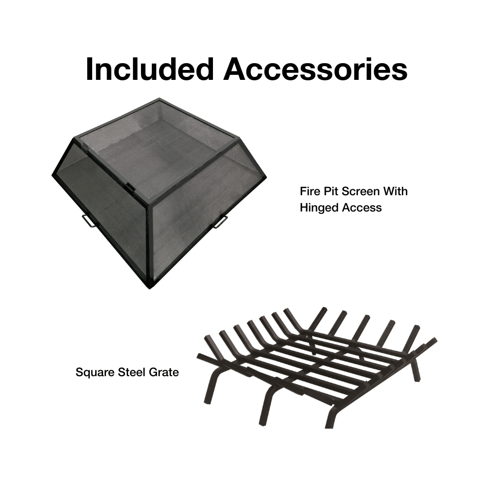 Included Accessories with Square Steel Fire Pit