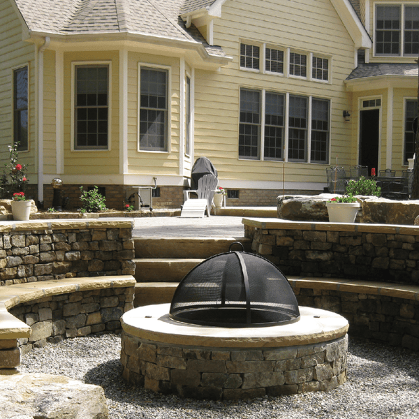 Modern Blaze Round Pivot Steel Screen on Fire Pit