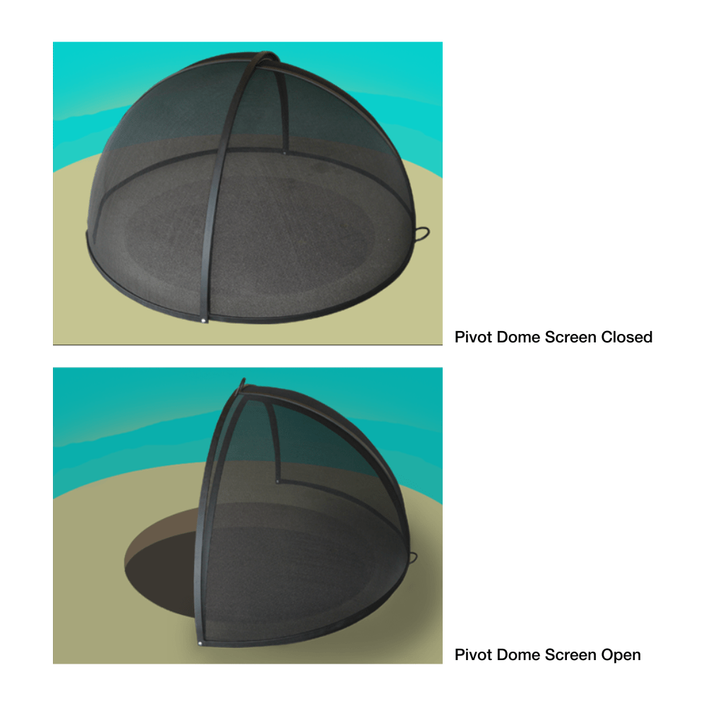 Modern Blaze Round Pivot Steel Screen Opened and Closed