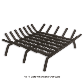 Modern Blaze Square Steel Fire Pit Grate with char guard