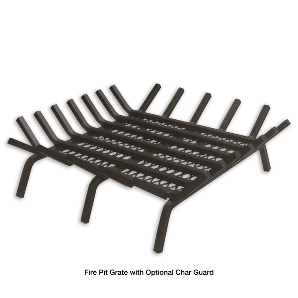 Modern Blaze Square Steel Fire Pit Grate with char guard