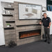 Modern Flames Allwood Fireplace Wall System with Electric Fireplace Package in Driftwood Gray with Kris