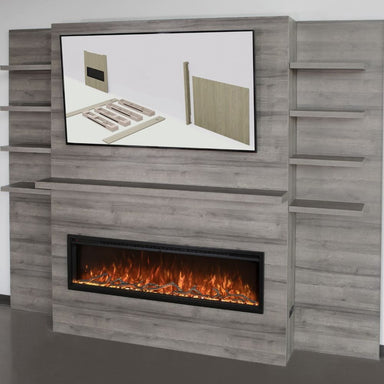 Modern Flames Allwood Fireplace Wall System with Electric Fireplace Package