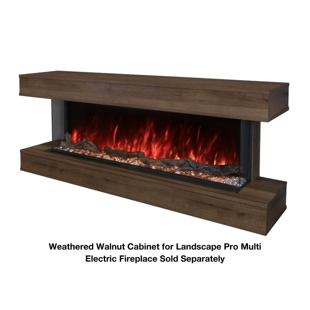 Modern Flames Weathered Walnut Cabinet for Landscape Pro Multi Fireplace Angled View