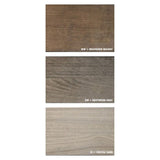 weathered walnut, driftwood gray, and coastal sand colors