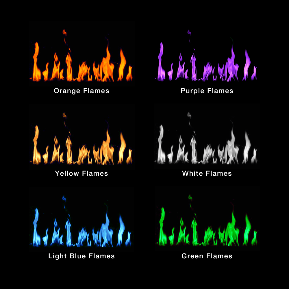 6 flame colors of Modern Flames Orion Slim Built-In/Wall Mounted Smart Electric Fireplace