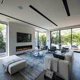 Modern Flames Orion Slim 76" Built-In Smart Electric Fireplace in open room setting