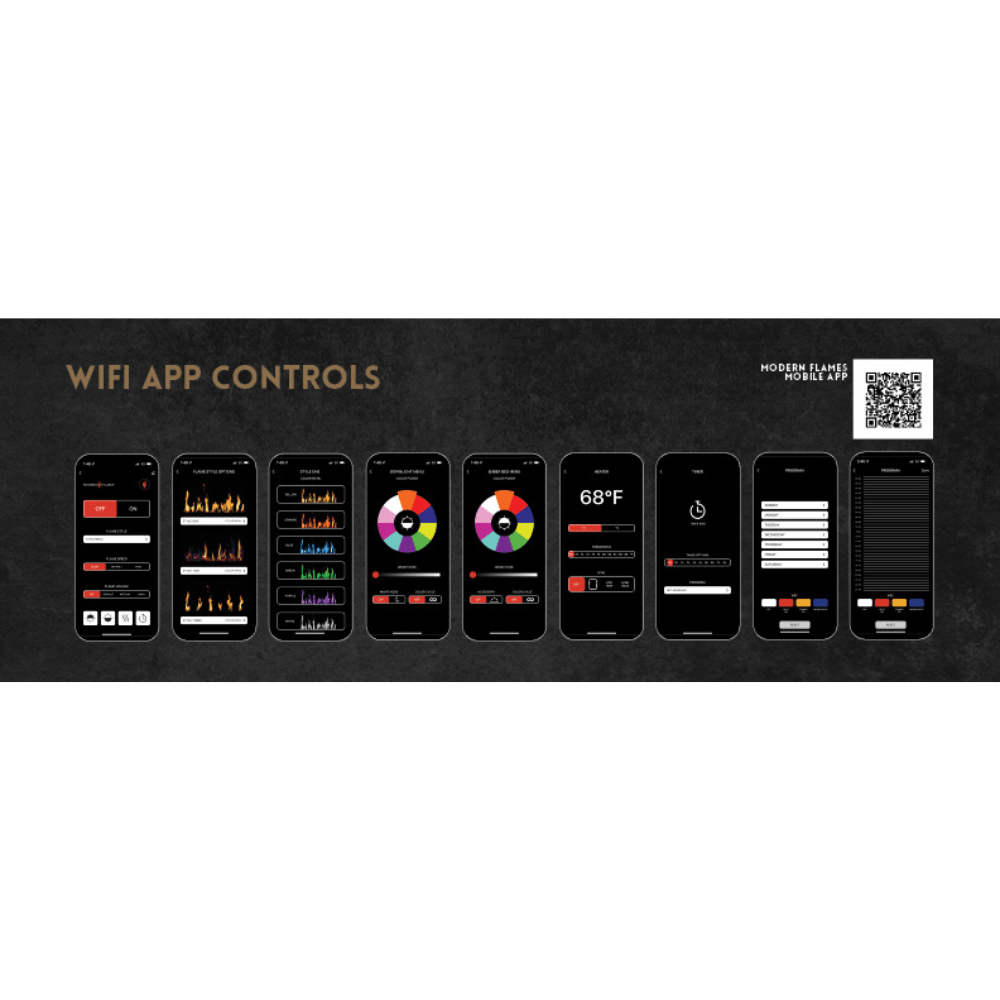 Modern Flames Orion Electric Fireplace app controls