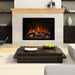 redstone 36 electric fireplace with unfinished wood mantel in contemporary living room