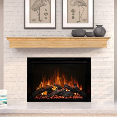 modern flames redstone 36 electric fireplace insert with unfinished wood mantel