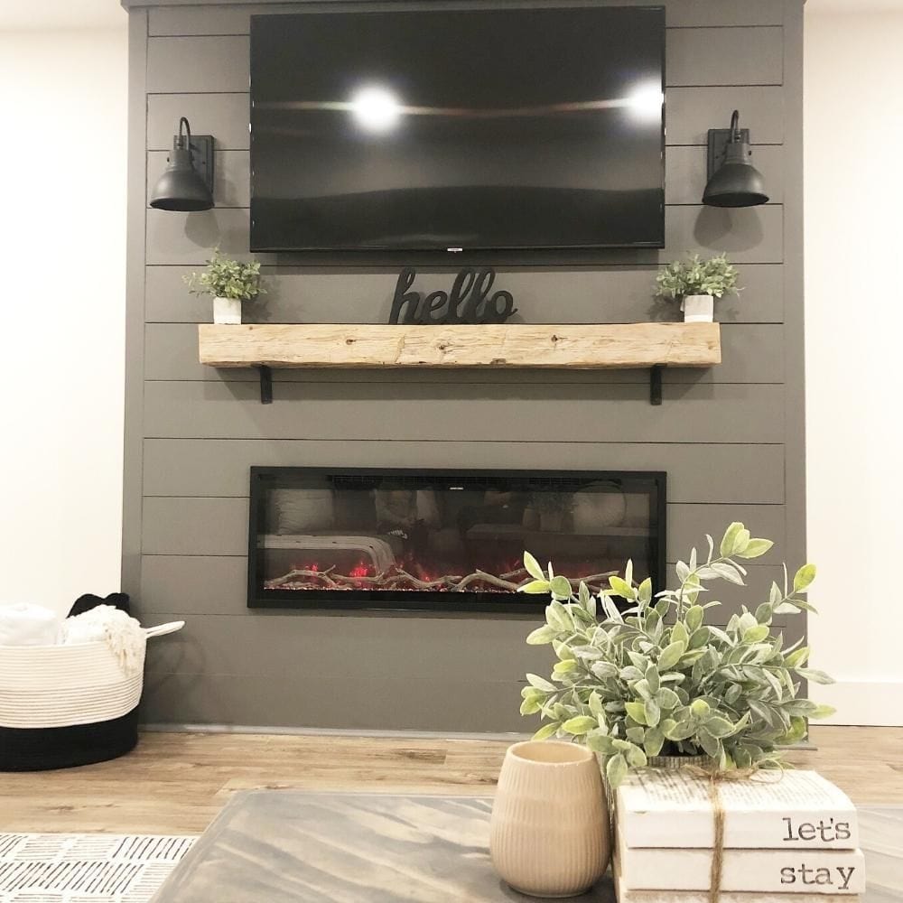 Modern Flames Spectrum Slimline Built-in Electric Fireplace Beneath TV and Mantel