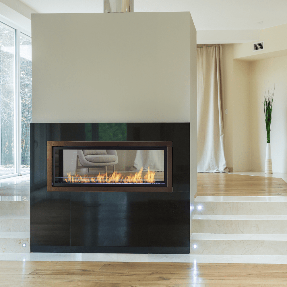 Monessen Artisan 48-Inch See-Through Vent-Free Gas Fireplace in wide open space
