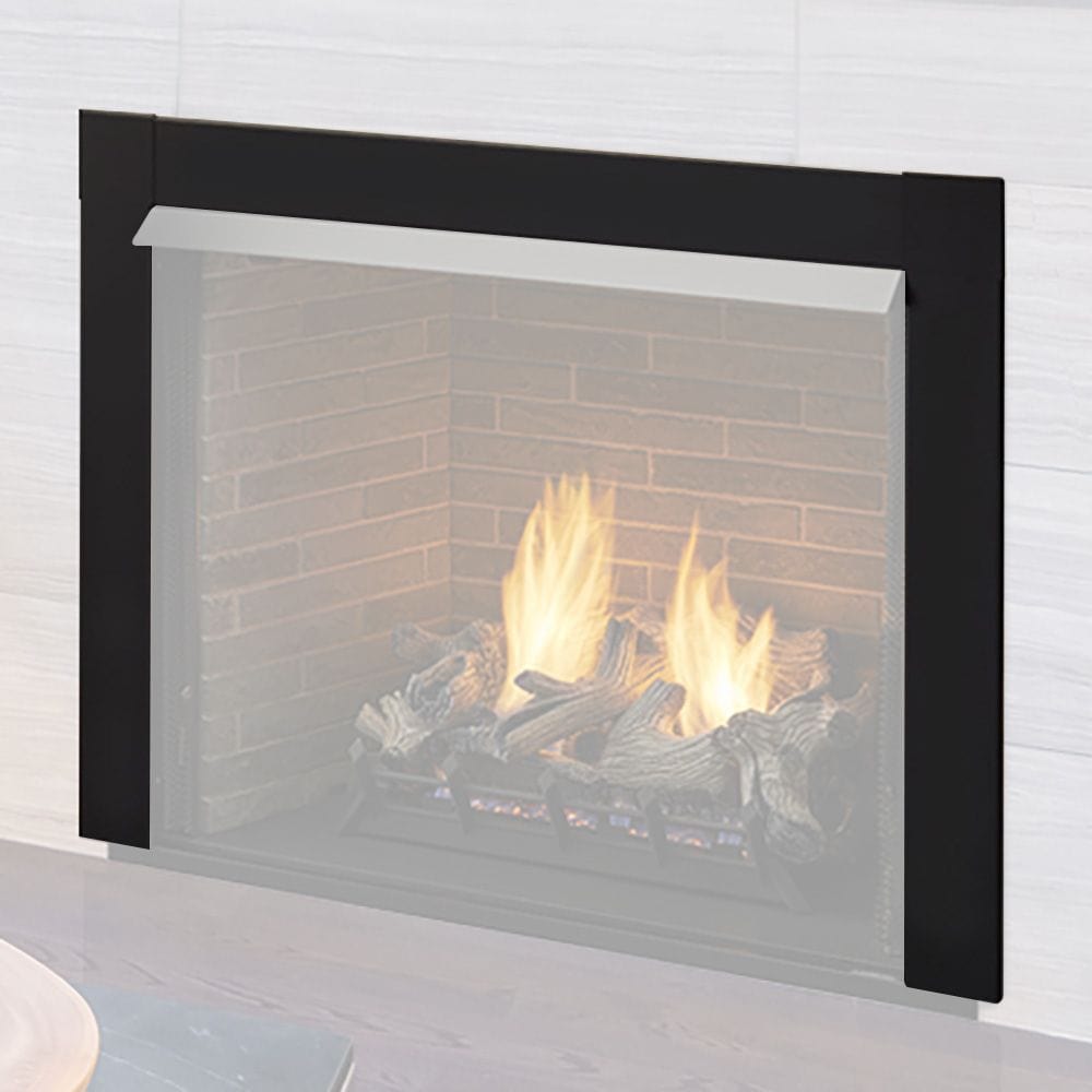 Contemporary Satin Black Front for Lo-Rider Vent Free Gas Firebox with open Screen