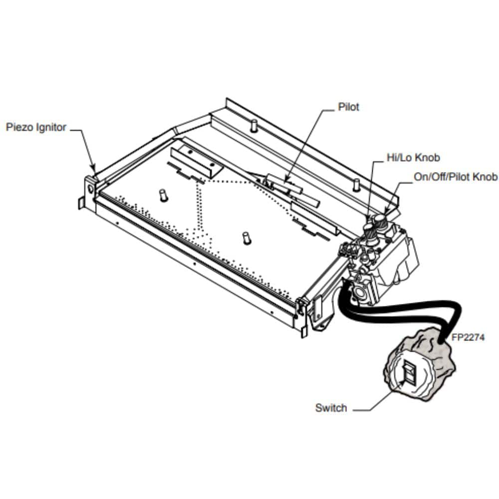 Millivolt Control 18-Inch Natural Blaze Gas Burner Diagram