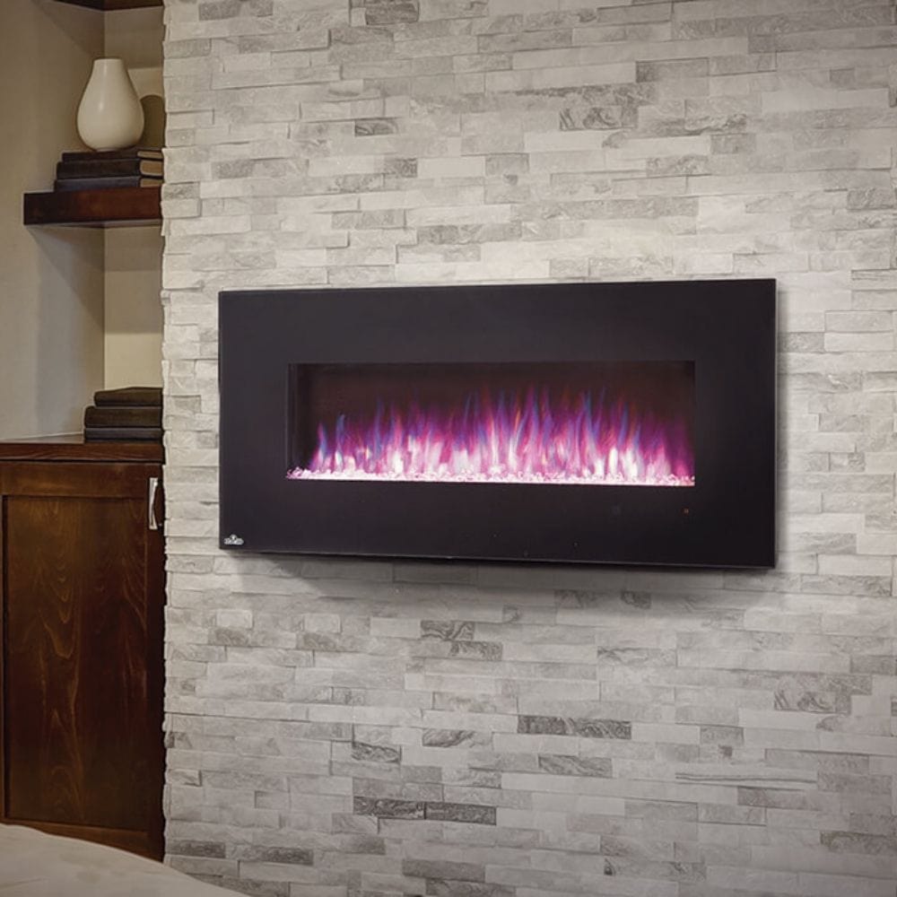 Napoleon Amano Wall Mounted Electric Fireplace Wall Mounted on a brick wall