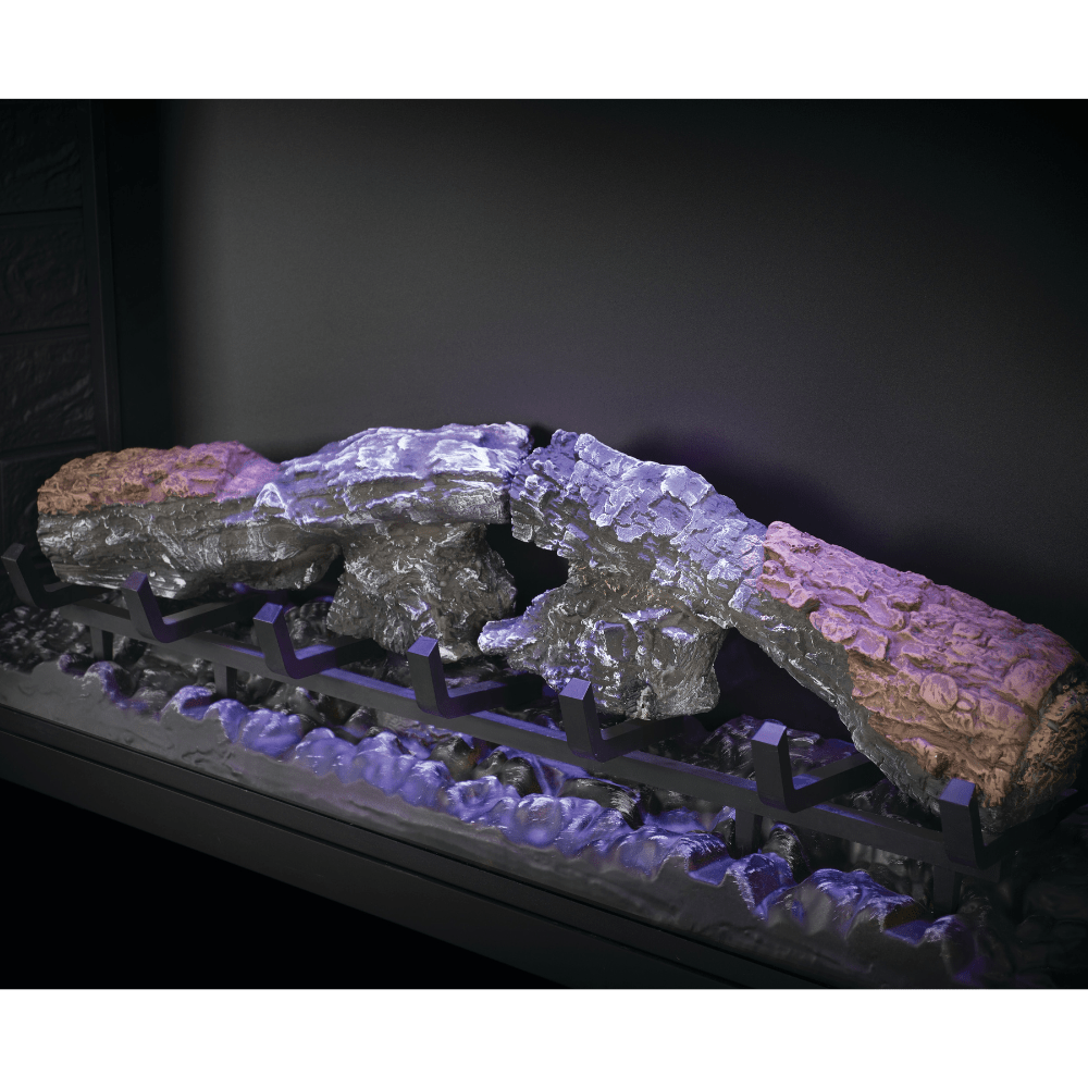 Napoleon Element Built-in Electric Firebox with blue top led light on logs