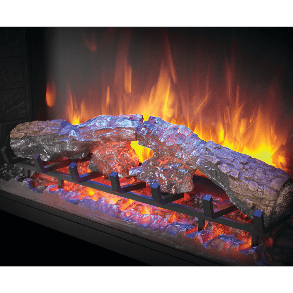 Napoleon Element Built-in Electric Firebox with blue top led light on logs
