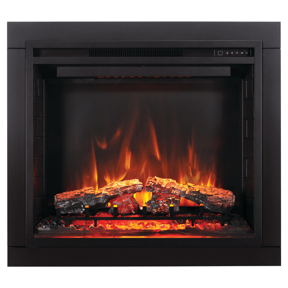 Napoleon Element Built-in Electric Firebox with orange flames and orange top led light