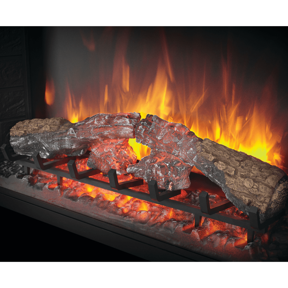 Napoleon Element Built-in Electric Firebox with red top led light on logs