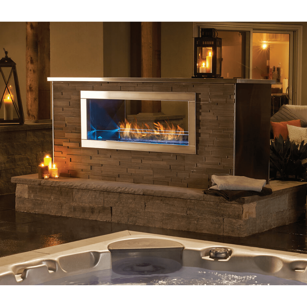 Napoleon Galaxy See Through 48 " Outdoor Gas Fireplace With Brown Brick Surround