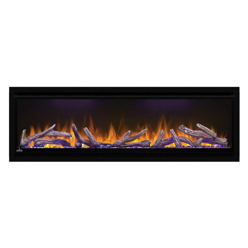 Napoleon Alluravision Deep Built-in /Wall Mounted Electric Fireplace with orange flames and blue accent lighting