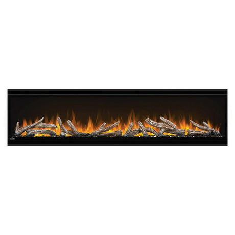 Napoleon Alluravision Deep Built-in /Wall Mounted Electric Fireplace with orange flames and logs