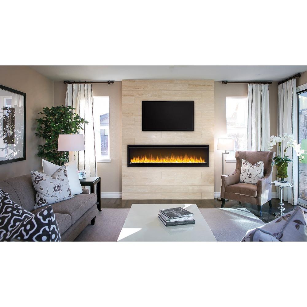 Modern Linear Electric Fireplace in  Living Room under TV