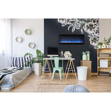 Modern Linear Fireplace in an Office