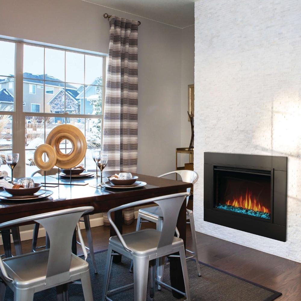 Napoleon Cineview™ 30" Built-in Electric Firebox in Dining Area with Optional Trim