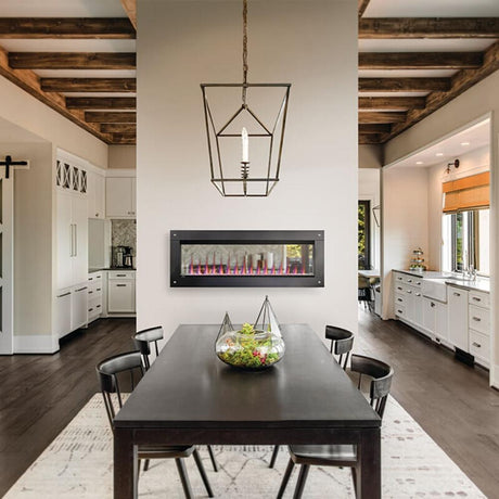 Napoleon CLEARion Elite See-Through Electric Fireplace In a Dining Area