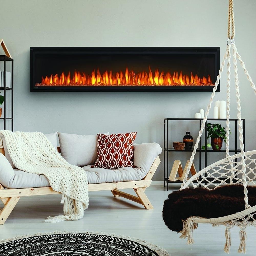 Napoleon Entice™ Built-in / Wall Mounted Electric Fireplace In A Living Room