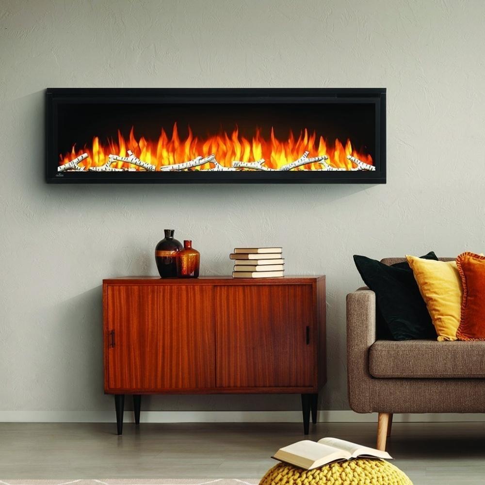 Napoleon Entice™ Built-in / Wall Mounted Electric Fireplace in a japandi inspired living room