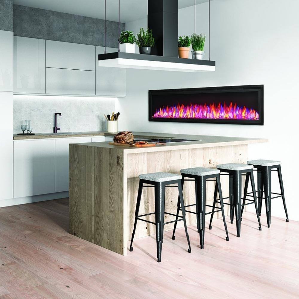 Napoleon Entice™ Built-in / Wall Mounted Electric Fireplace In A Kitchen