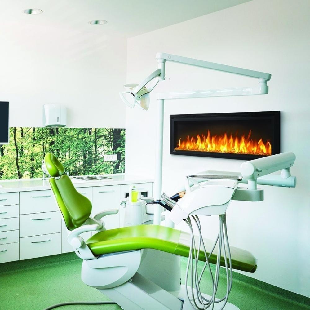 Napoleon Entice™ Built-in / Wall Mounted Electric Fireplace In A Dental Clinic