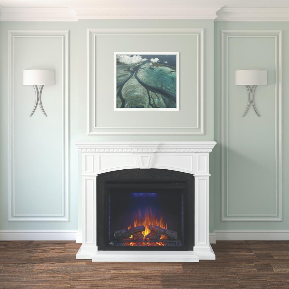 Napoleon The Taylor 33" Electric Fireplace Mantel Package on A Protruded Wall