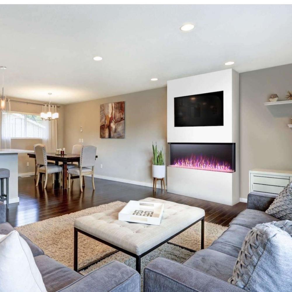 Napoleon Trivista 50" 3-Sided Built-in Electric Fireplace in a living space