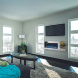 napoleon stylus cara elite electric fireplace in a living room below the tv