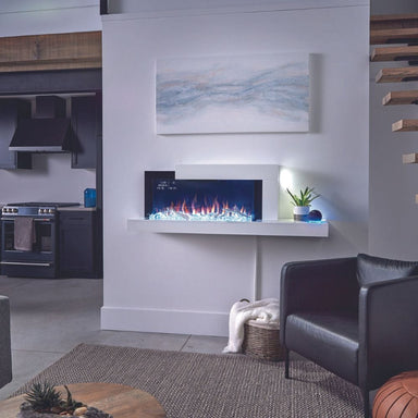 napoleon stylus cara elite electric fireplace wall mounted in a living room