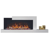 napoleon stylus cara elite electric fireplace with orange flames, red ember bed and logs