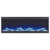 Napoleon Trivista Pictura 50-Inch Electric Fireplace with blue flames, driftwood logs