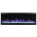 Napoleon Trivista Pictura 50-Inch Electric Fireplace with blue orange flames, crystals