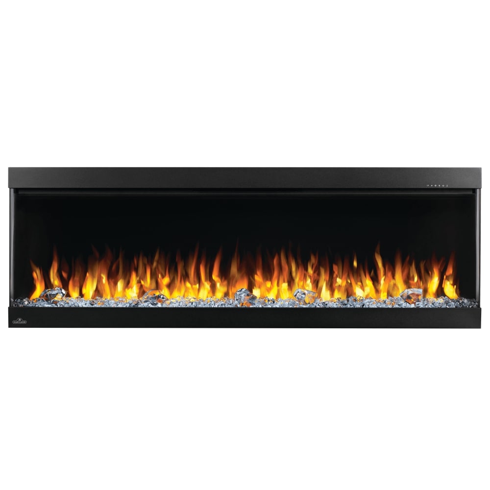 Napoleon Trivista Pictura 50" 3-Sided Electric Fireplace with yellow flames and crystals